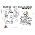 świąteczno - zimowe memory do druku czarno białe